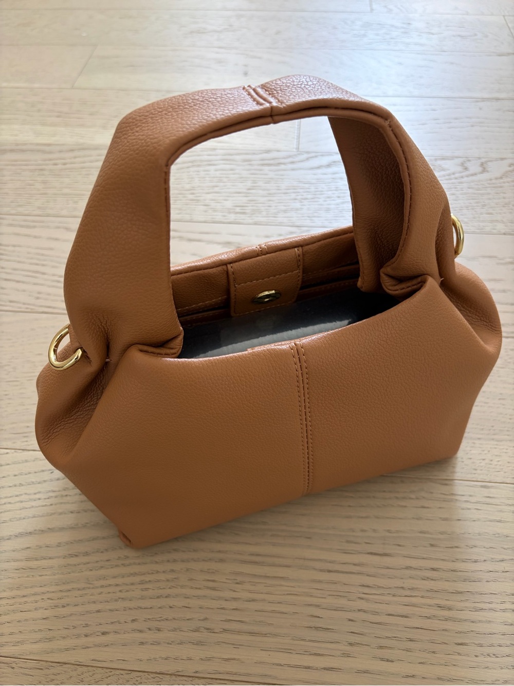Amazon Pebbled Crossbody Mini Bag in Tan